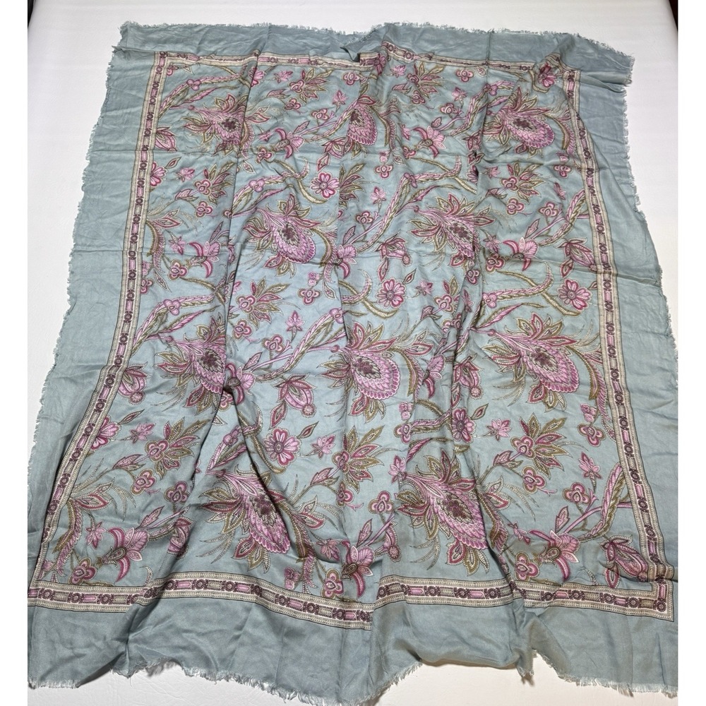 Symphony Scarfs Square Wrap Womens OS Blue Pink Floral Paisley Boho Cottagecore